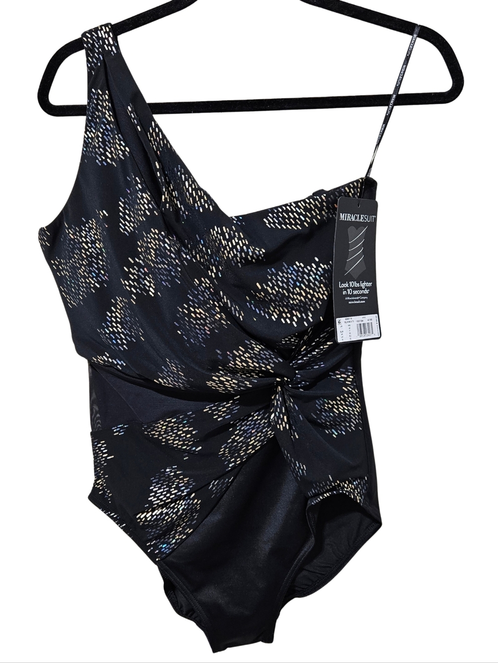 Miraclesuit Iridium Minx One-Piece Swimsuit 12, 16 One-Shoulder Underwire NWT